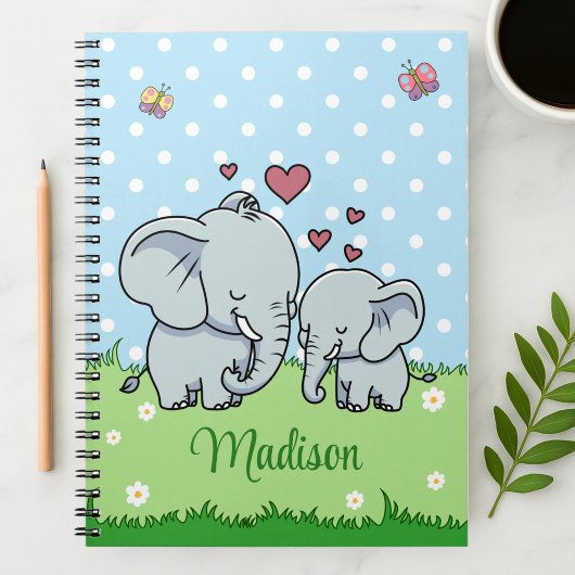 Niedliche Mama und Baby Elephant, Personalisiert Notizblock