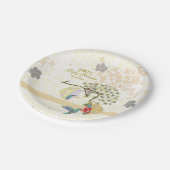 Niedliche Mama und Baby Floral Hummingbird Pappteller (Schrägansicht)