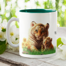 Niedliche Mama und Baby Tiger Personalisiert