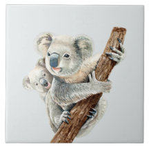Niedliche Mama und Baby Wasserfarbe Koala auf hell