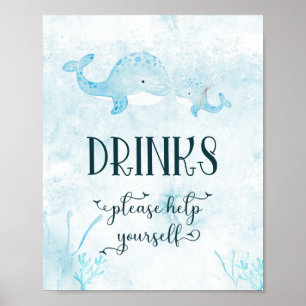Niedliche Mama und Baby Whale Drinks Poster