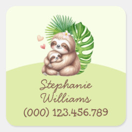 Niedliche Mama- und Babyaufkleber Quadratischer Aufkleber