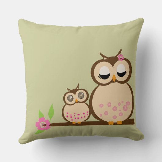 Niedliche Mama- und Babyeule Kissen (Rückseite)