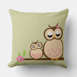 Niedliche Mama- und Babyeule Kissen