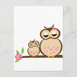 Niedliche Mama- und Babyeule Postkarte