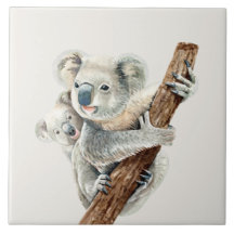 Niedliche Mama und Babywasserfarbe Koala auf hellb