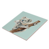 Niedliche Mama und Babywasserfarbe Koala auf hellg Fliese (Seite)