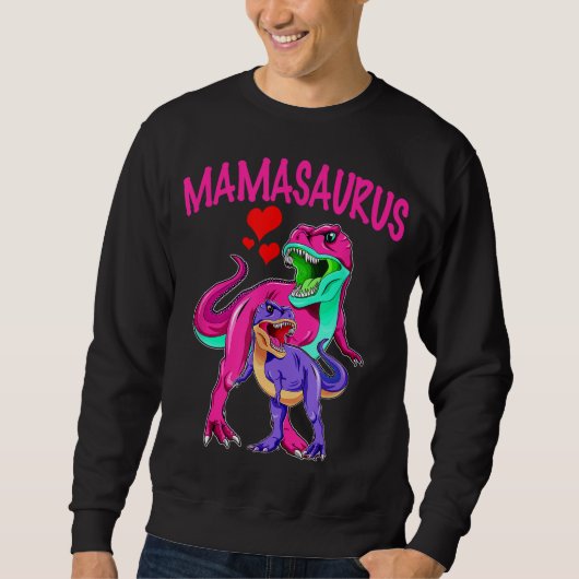 Niedliche Mama und Kind T-Rex Dinosaurier Sweatshirt (Vorderseite)