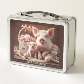 Niedliche Mama und Kinderschweine Metall Brotdose (Rückseite)