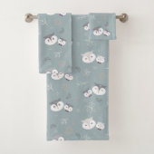 Niedliche Mama und Son Owl Muster Blau-Grau Badhandtuch Set (Insitu)