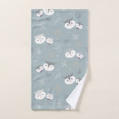 Niedliche Mama und Son Owl Muster Blau-Grau Badhandtuch Set (Handtuch)