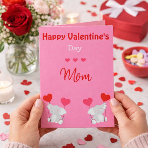 Niedliche Mama Valentinstag Elefanten Feiertagskarte