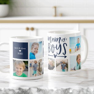 Niedliche Mama von Boys Foto Collage Kaffeetasse