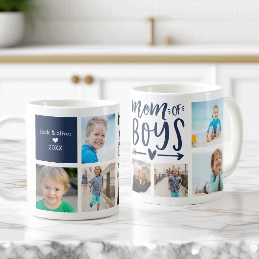 Niedliche Mama von Boys Foto Collage Kaffeetasse