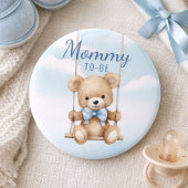 Niedliche Mami to be Teddy Bear Baby Showknopf Button