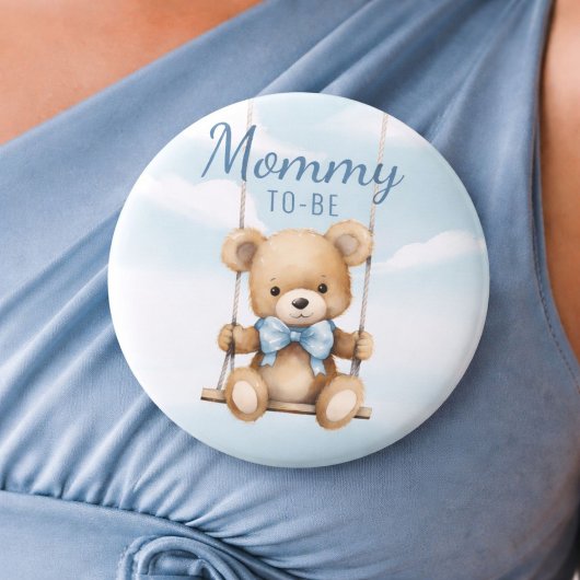 Niedliche Mami to be Teddy Bear Baby Showknopf Button
