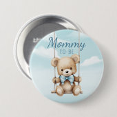 Niedliche Mami to be Teddy Bear Baby Showknopf Button (Vorne & Hinten)