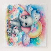 Niedliche Mami und ihr Puzzle aus Elefanten (Horizontal)