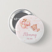 Niedliche Mami zu Boho Teddy Bear Baby Dusche Button (Vorne & Hinten)