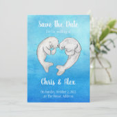 Niedliche Manatee Save the Date Einladung (Stehend Vorderseite)