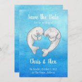 Niedliche Manatee Save the Date Einladung (Vorne/Hinten)