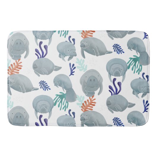 Niedliche Manateure mit Bläschen-Muster Badematte (Vorderseite)
