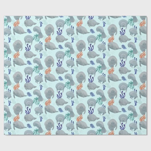 Niedliche Manateure mit Bläschen-Muster Geschenkpapier (Flach)
