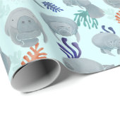 Niedliche Manateure mit Bläschen-Muster Geschenkpapier (Rolleneckpunkt)