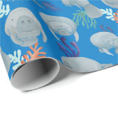 Niedliche Manateure mit Bläschen-Muster Geschenkpapier (Rolleneckpunkt)