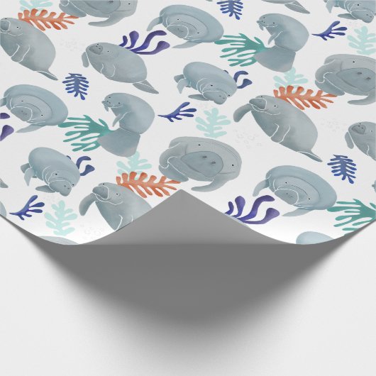 Niedliche Manateure mit Bläschen-Muster Geschenkpapier (Ecke)