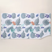 Niedliche Manateure mit Bläschen-Muster Strandtuch (Vorderseite)