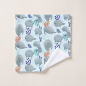 Niedliche Manateure mit Blasen-Muster - hellblau Badhandtuch Set (Waschlappen)