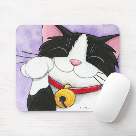 Niedliche Maneki Neko glückliche Tuxedo-Katze Mousepad (Mit Mouse)