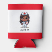 Niedliche Manga Black Nurse Brown Hair und Augen C Dosenkühler (Vorderseite)