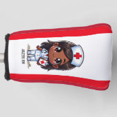 Niedliche Manga Black Nurse Brown Hair und Augen C Golf Headcover (Vorderseite)