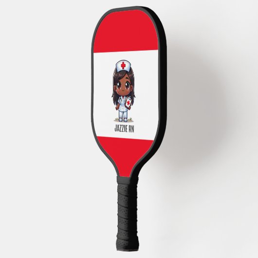 Niedliche Manga Black Nurse Brown Hair und Augen C Pickleball Schläger (Links)
