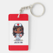 Niedliche Manga Black Nurse Brown Hair und Augen C Schlüsselanhänger (Rückseite)
