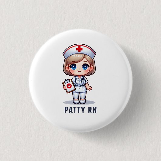 Niedliche Manga Blonde Nurse Karikatur Personalisi Button (Vorderseite)