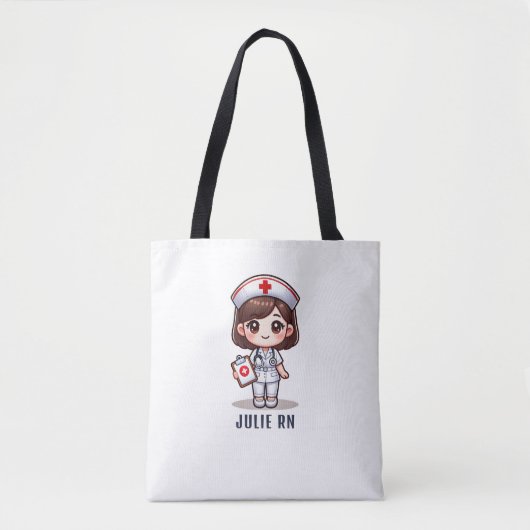 Niedliche Manga Brünette Krankenkrankheit Personal Tasche (Vorderseite)
