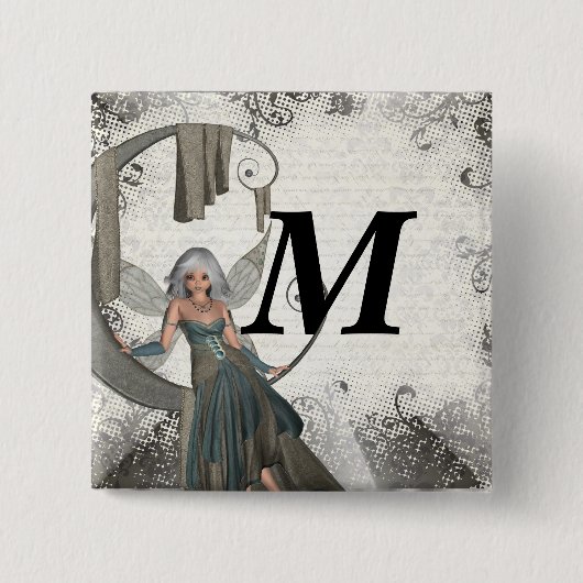 Niedliche Manga-Fee Button (Vorderseite)