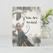 Niedliche Manga-Fee Einladung (Stehend Vorderseite)