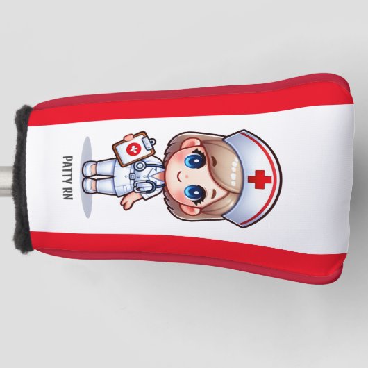 Niedliche Manga-Krankenschwester mit Blonde-Haar B Golf Headcover (Vorderseite)