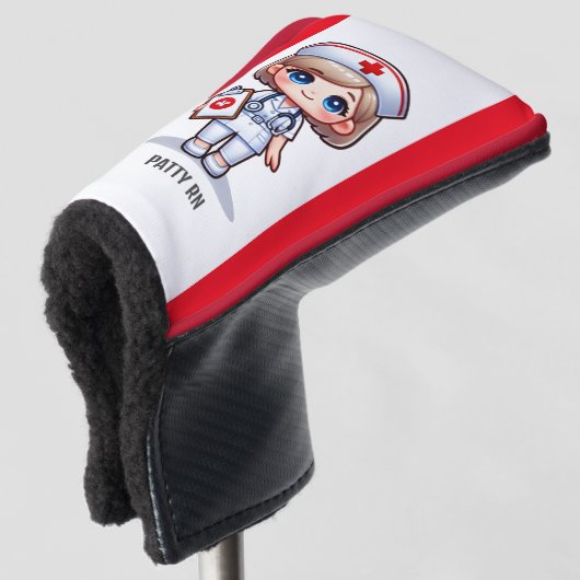 Niedliche Manga-Krankenschwester mit Blonde-Haar B Golf Headcover (3/4 Vorderseite)
