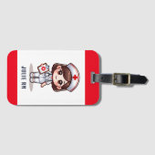 Niedliche Manga-Krankenschwester mit braunen braun Gepäckanhänger (Vorderseite (Horizontal))