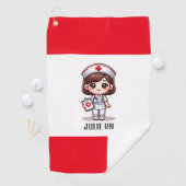 Niedliche Manga-Krankenschwester mit braunen braun Golfhandtuch (Insitu)