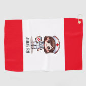 Niedliche Manga-Krankenschwester mit braunen braun Golfhandtuch (Horizontal)