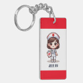Niedliche Manga-Krankenschwester mit braunen braun Schlüsselanhänger (Vorderseite links)