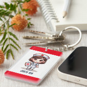 Niedliche Manga-Krankenschwester mit braunen braun Schlüsselanhänger (Vorderseite rechts)