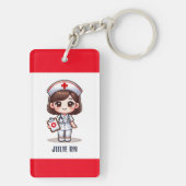 Niedliche Manga-Krankenschwester mit braunen braun Schlüsselanhänger (Rückseite)