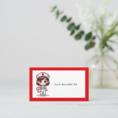 Niedliche Manga-Krankenschwester mit braunen braun Visitenkarte (Stehend Vorderseite)